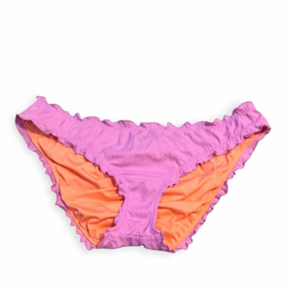 VICTORIA’S SECRET Women’s Purple Ruffle Cheeky Lettuce Hem Bikini Bottom Medium